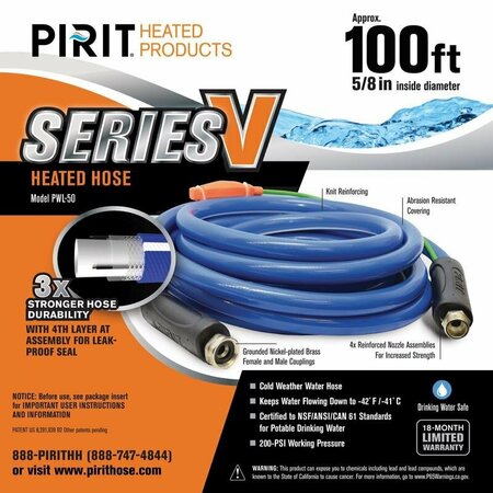 PIRIT Series V 5/8 in. D X 100 ft. L Medium Duty Heated Hose PWL-05-100